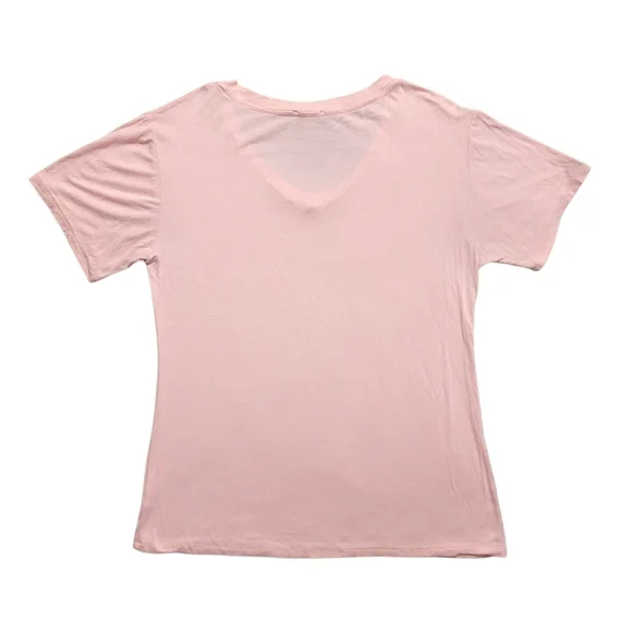 Mary Square Glitter/Champagne Pink Graphic V-Neck T-Shirt - Picture 2 of 5